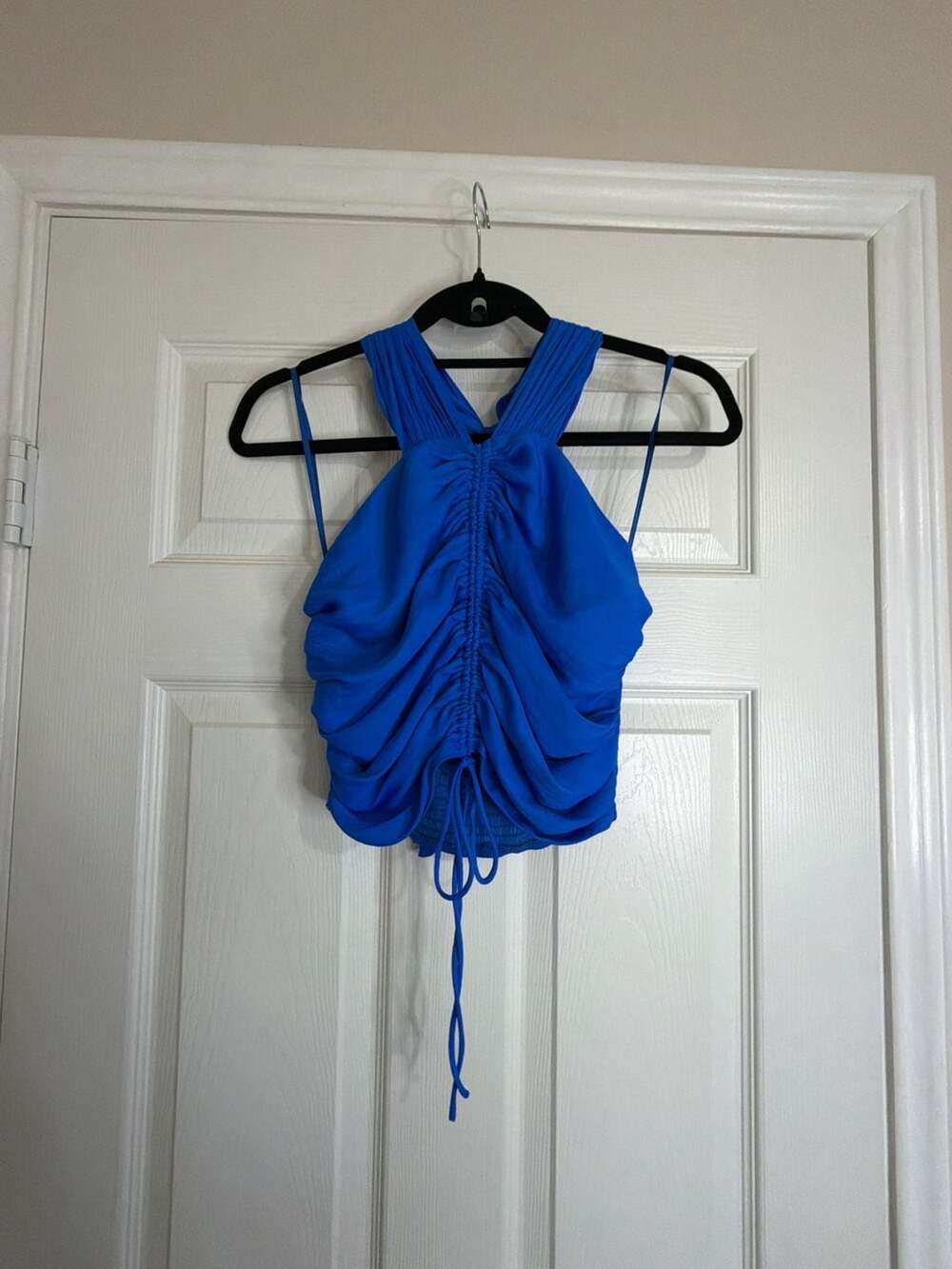 DO+BE Women's Blue Ruched Halter Top Size S